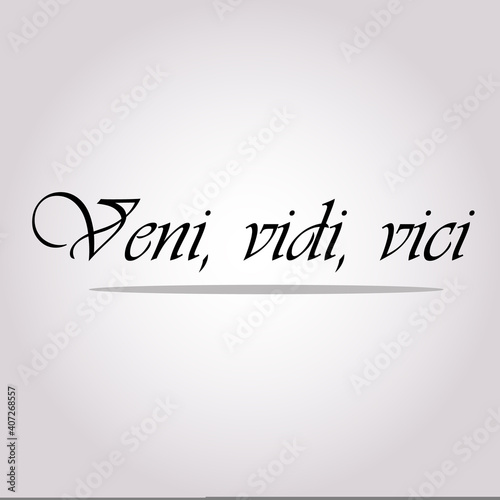 Veni Vidi Vici - latin motivational phrase. I came, I saw, I conquered in English. Hand lettered calligraphic quote