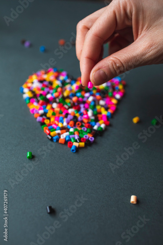 Super colorful heart made with hama beads for a special Valentine's day.