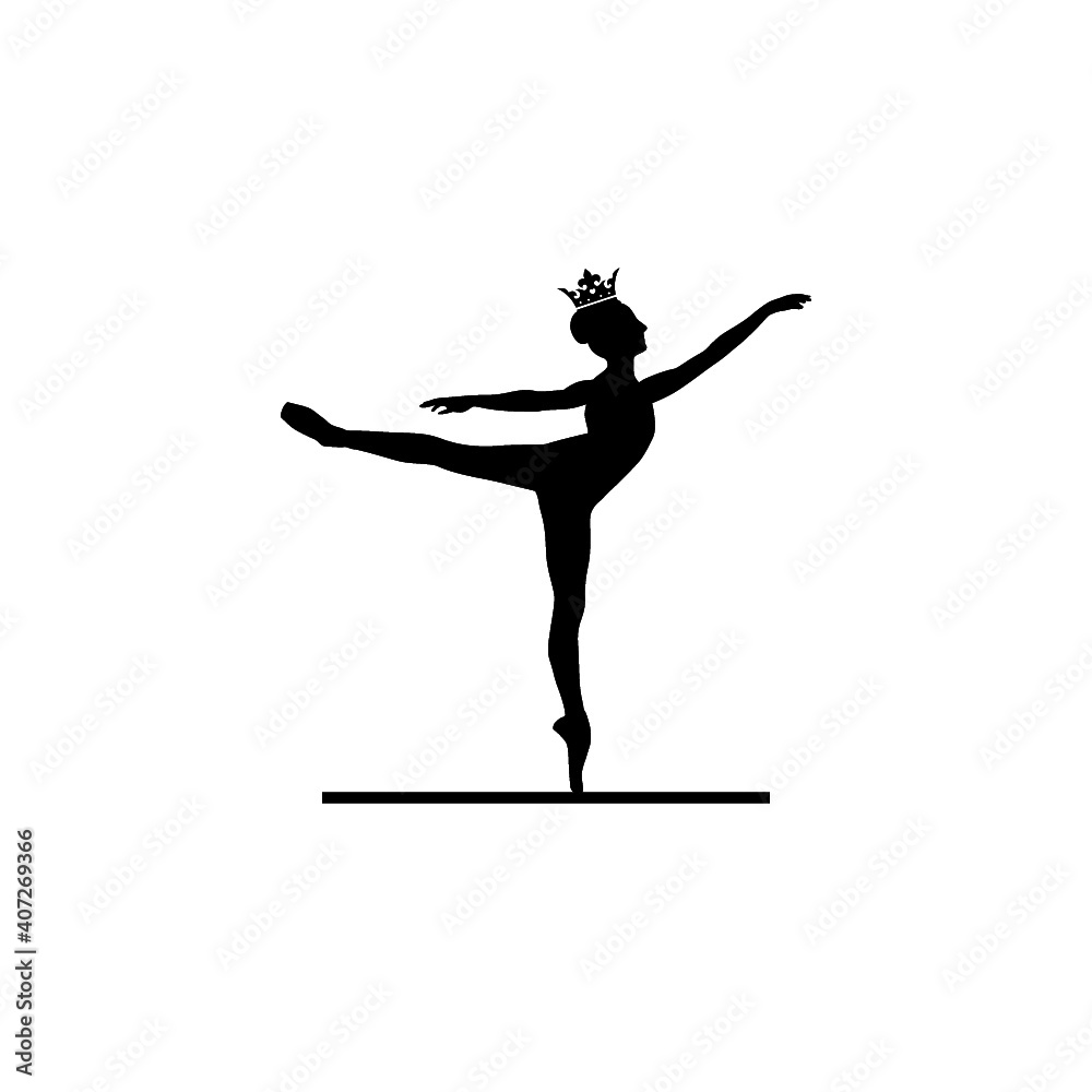 Ballerina silhouette icon isolated on white background