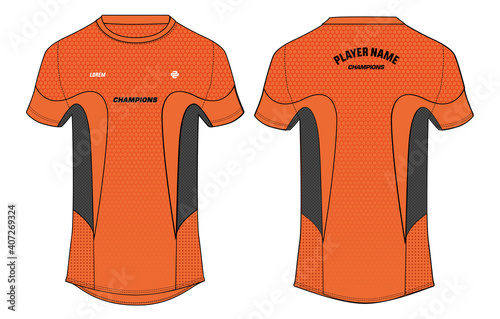 Sports jersey t shirt design concept vector template, sports jersey concept with front and back view for Soccer, Cricket, Football, Volleyball, Rugby, tennis, badminton and active wear uniform.