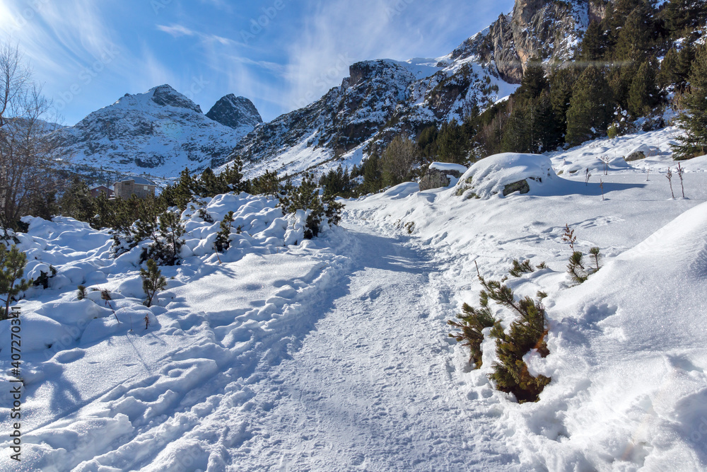 Winter landscape of Malyovitsa peak, Rila Mountain, Bulgaria