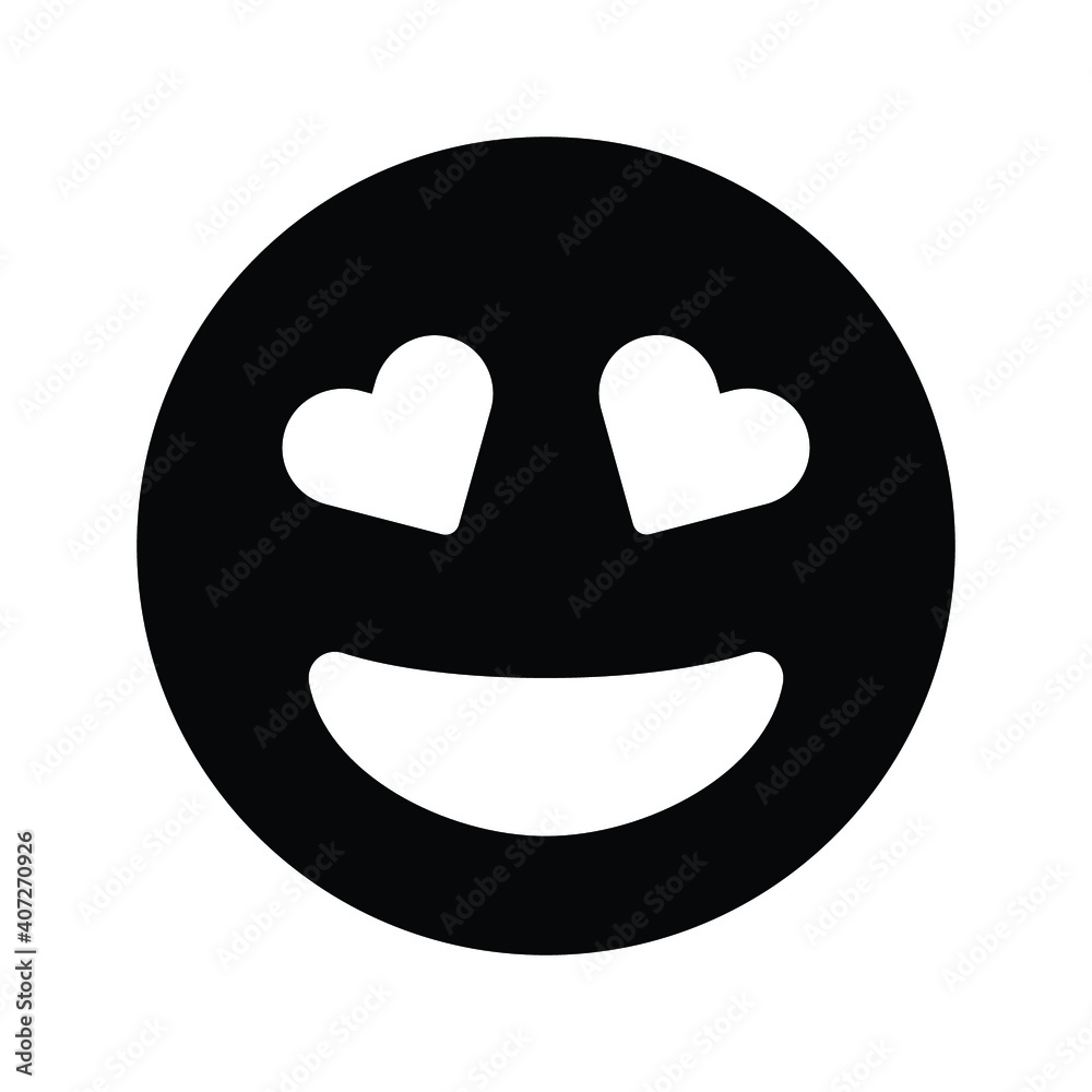 Smile in love emoticon icon love hearts in eyes vector