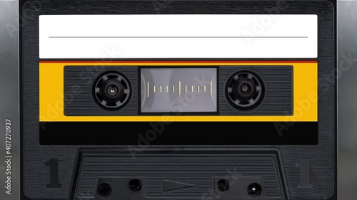 Audio Tape. Vintage Tape Recorder Plays Audio Cassette