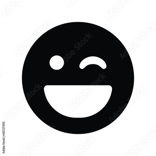 Grin wink Icon face in black