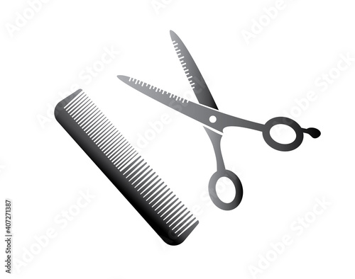 Flat icon scissors and combs isolated on white background. Beauty saloon.
