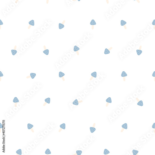 Seamless vector pattern with colorful mushrooms for decoration, textile, fabric, stationery, background