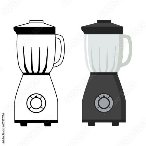 Kitchen blender mixer food grinder in cartoon style. Blender Mixer Icon, Kitchen Home Electric Appliance. 