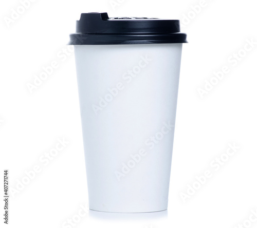 Cardboard paper cup of coffee on white background isolation