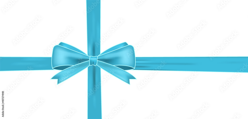 Realistic Blue bow with horizontal and vertical ribbon shiny satin for decoration gifts, greetings, holidays. Light blue edging.Christmas ribbon.Stock vector illustration isolated on white background. Realistic Blue bow with horizontal and vertical ribbon shiny satin for decoration gifts, greetings, holidays. Light blue edging.Christmas ribbon.Stock vector illustration isolated on white background.