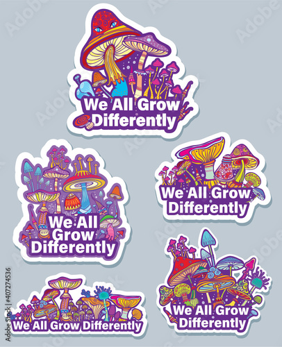 Set of stickers with mushrooms