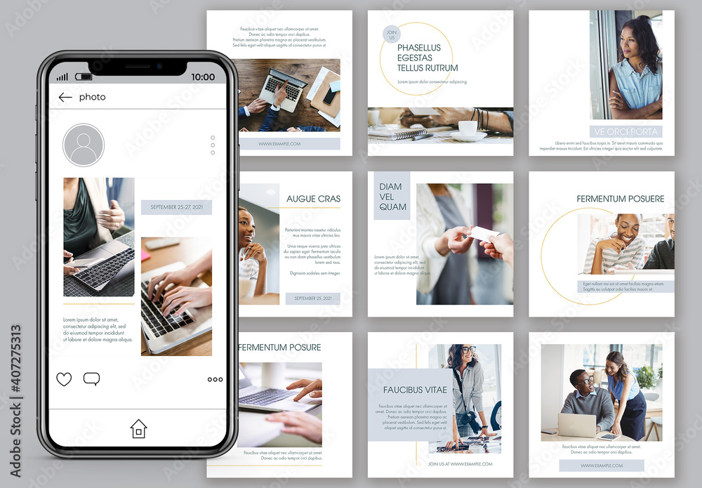 Minimalistic Blue and White Post Layout Stock Template | Adobe Stock