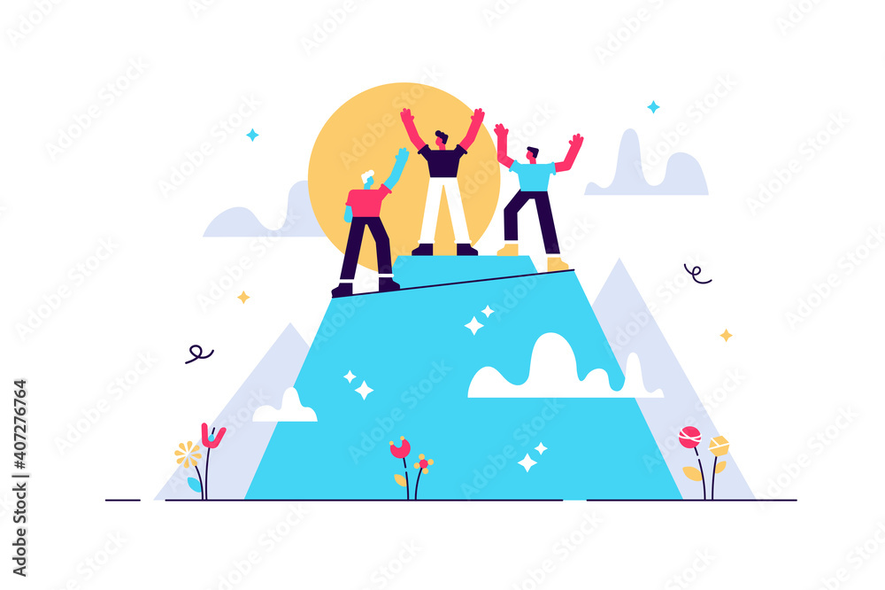 Success achievement and top goal fulfillment teamwork