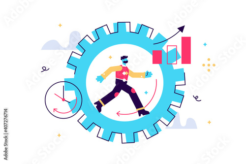Productivity vector illustration. Job performance flat tiny