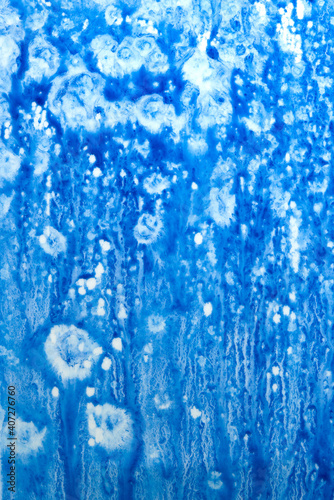 Abstract hand painted blue watercolor splash on white paper background, Creative Design Templates