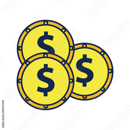 coins money dollars flat style icon