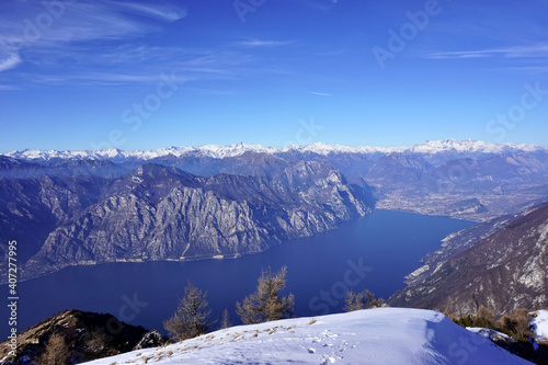 View from Monte Baldo over Lake Garda, Italy.
