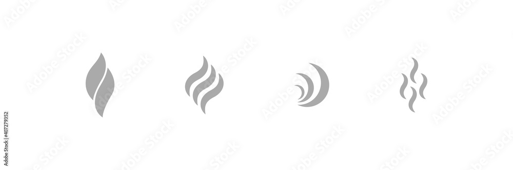 Smoke vector flat vapour graphic smell evaporation fragance steam collection isolated on white background. Smoke vector flat vapour graphic smell evaporation fragance steam collection isolated on white background.