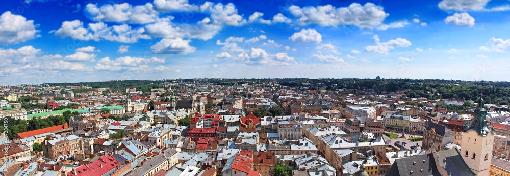 Panorama of Lviv from City hall, Ukraine