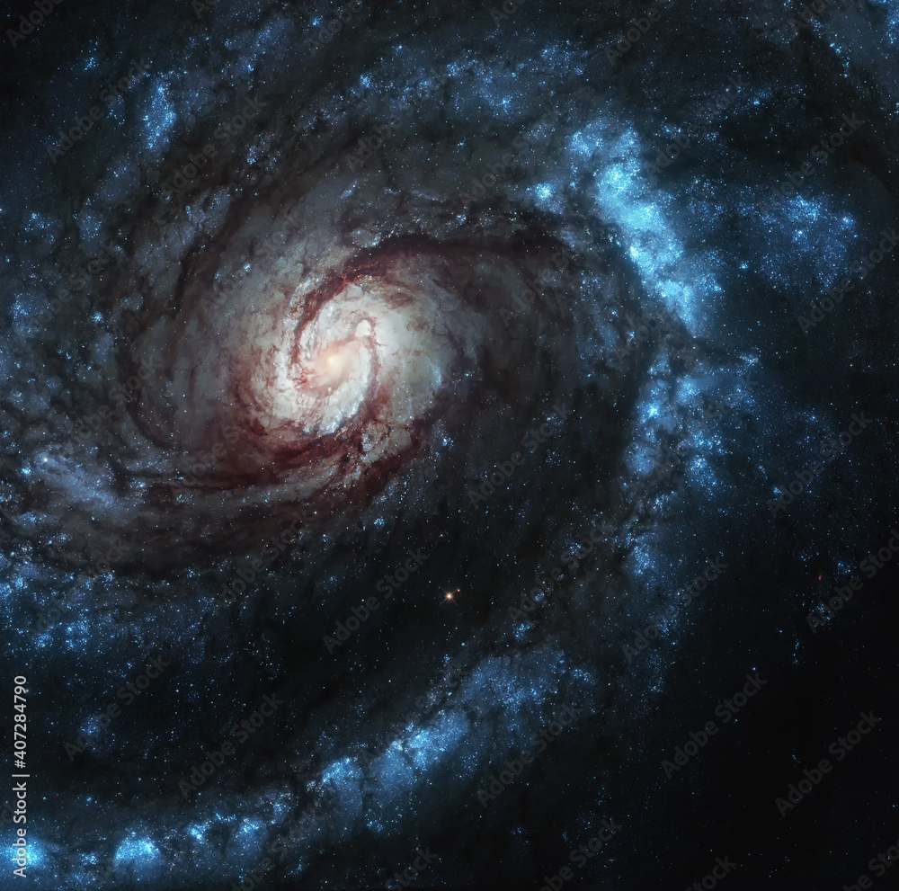 Distant stars and spiral galaxy. Exploration of the universe concept. Elements of this image furnished by NASA.