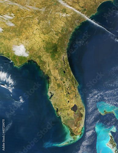 View of Cuba, The Bahamas, Florida and Caribbean from the space. Elements of this image furnished by NASA. © elroce