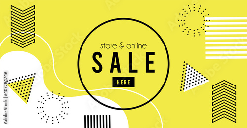 store online sale lettering in yellow memphis background