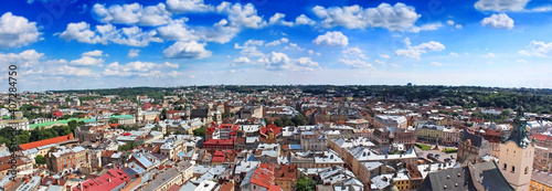 Panorama of Lviv from City hall  Ukraine