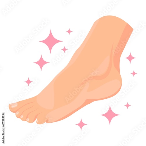 Beautiful Healthy leg After cosmetology procedure, vector illustration in cartoon style.