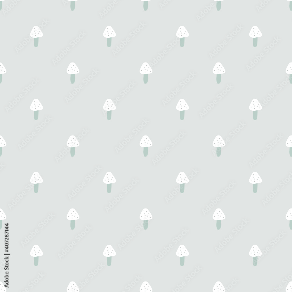 Cute Mushrooms and plants seamless pattern for stationery, wrapping paper, textile, babies, decoration Cute Mushrooms and plants seamless pattern for stationery, wrapping paper, textile, babies, decoration
