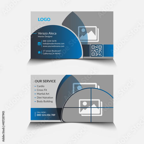 vector gym business card template design with free vector and a place for the image