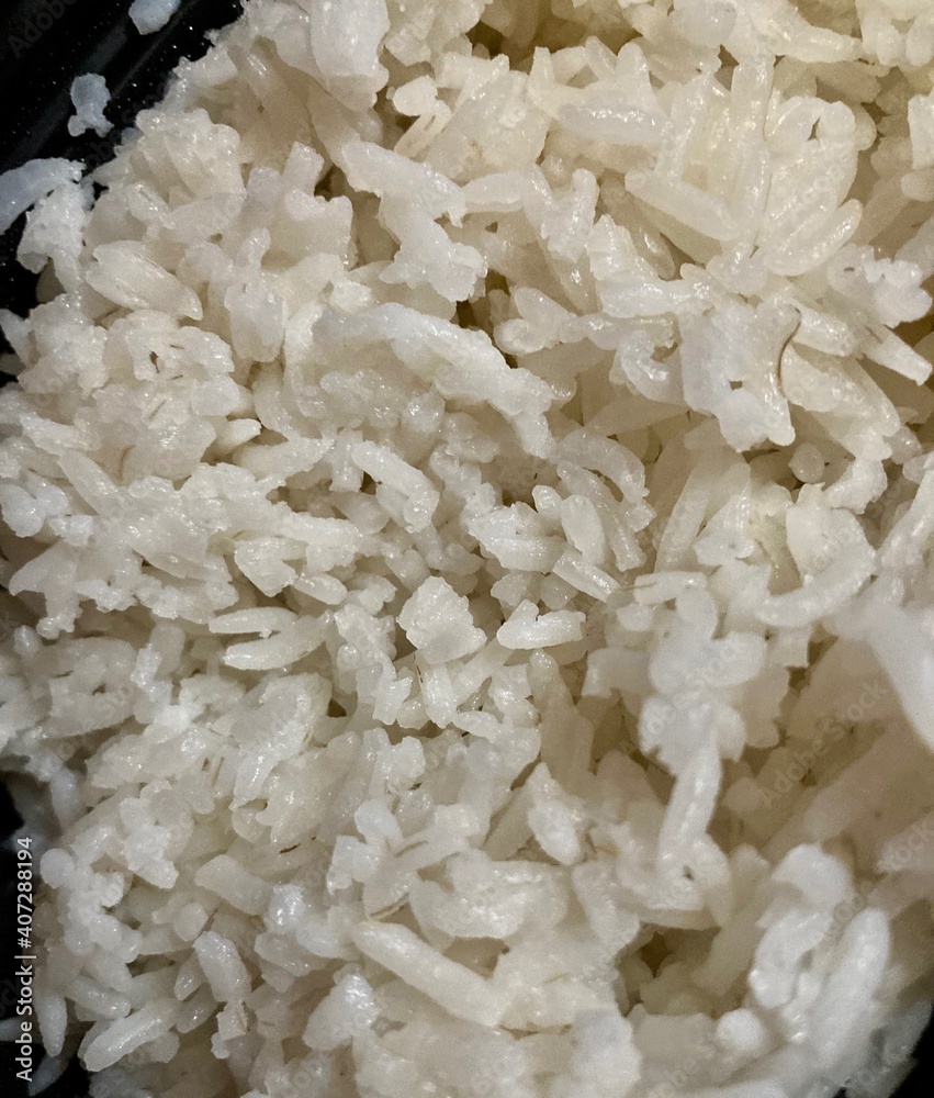 close up of steamed cooked rice close up of steamed cooked rice