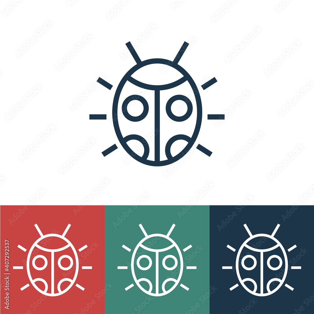 Linear vector icon with ladybug