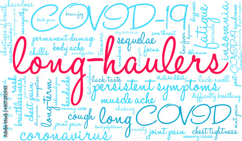 Long-Haulers Word Cloud on a white background. 