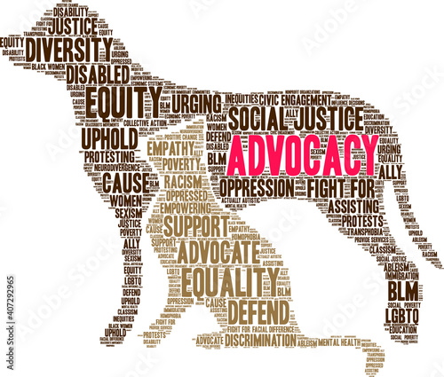 Advocacy Word Cloud on a white background. 