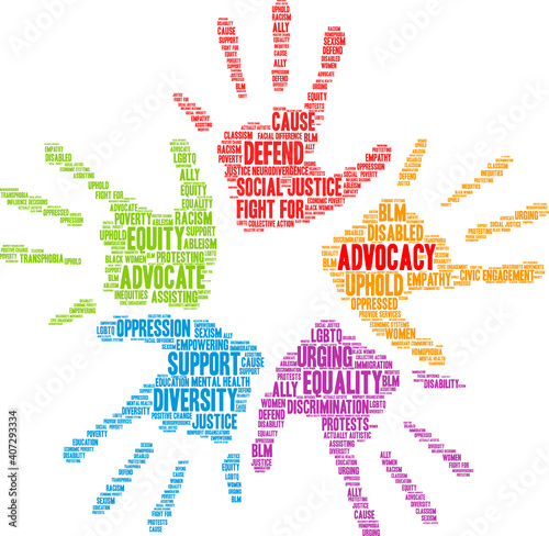 Advocacy Word Cloud on a white background. 