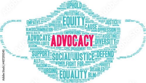 Advocacy Word Cloud on a white background.