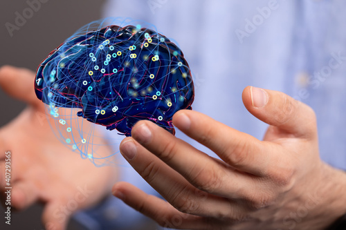 Wired brain illustration - next step to artificial intelligence © vegefox.com