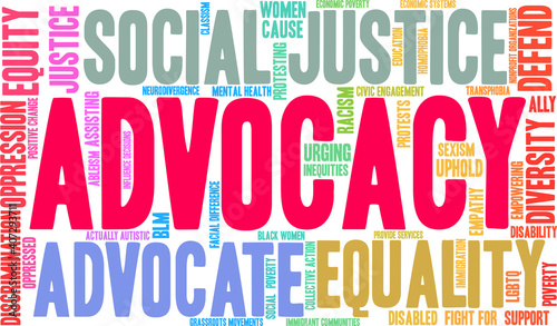 Advocacy Word Cloud on a white background. 