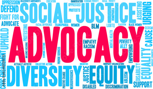 Advocacy Word Cloud on a white background.