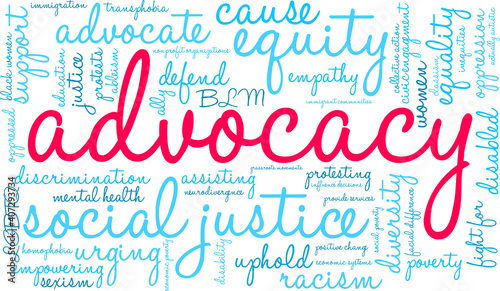 Advocacy Word Cloud on a white background. 