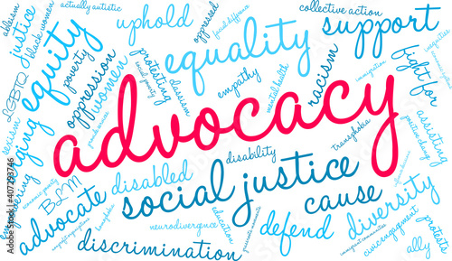 Advocacy Word Cloud on a white background. 