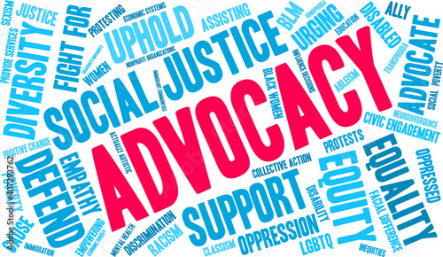 Advocacy Word Cloud on a white background. 