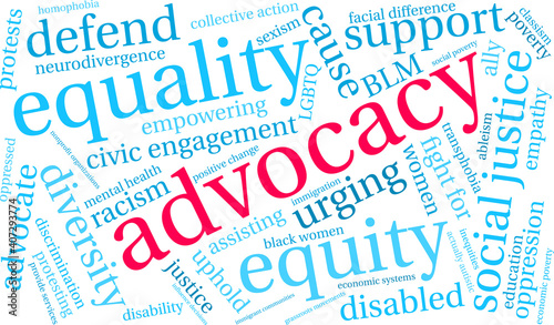 Advocacy Word Cloud on a white background. 