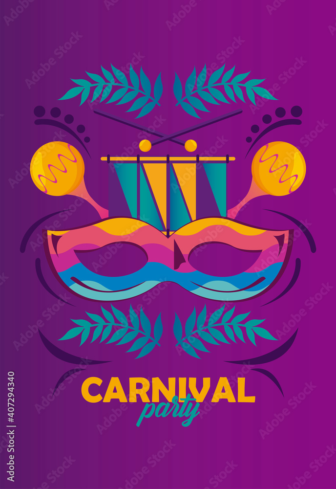 mardi gras carnival party celebration with masks and feathers