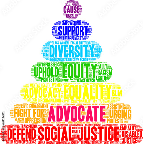 Advocate Word Cloud on a white background. 