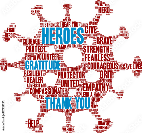 Heroes Word Cloud on a white background. 