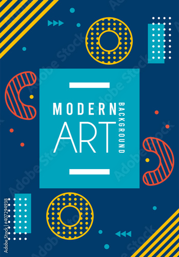 modern art lettering in blue memphis background