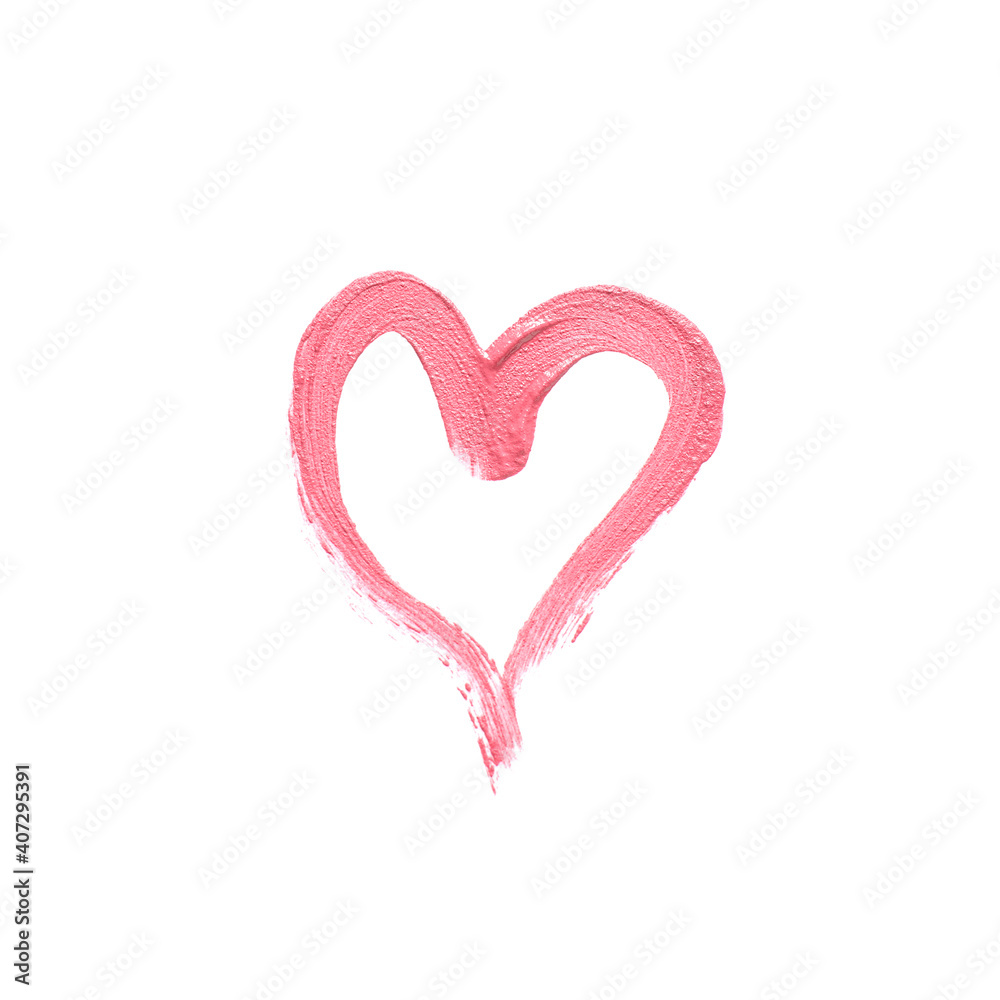 Heart drawn with lipstick on white background Heart drawn with lipstick on white background