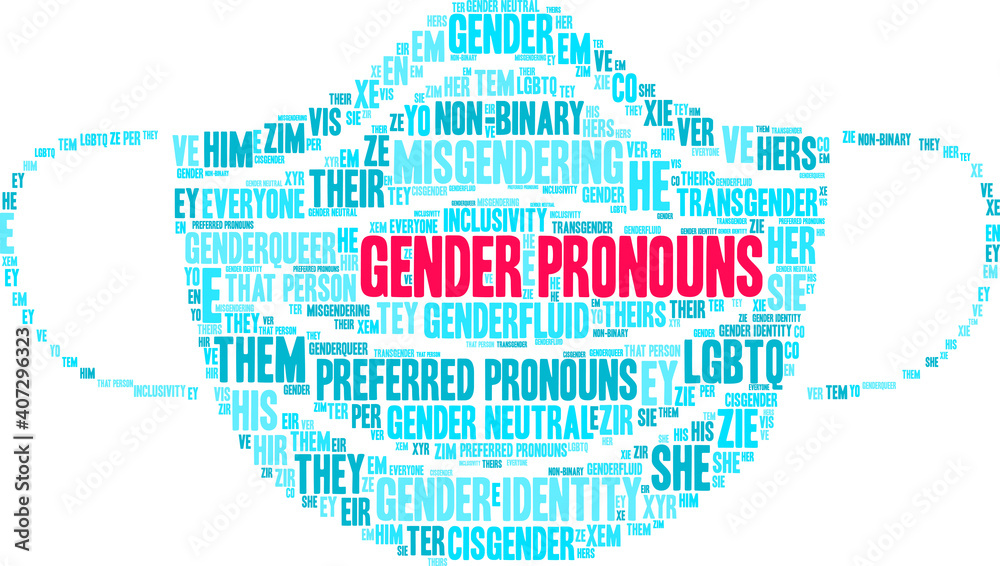 Gender Pronouns Word Cloud on a white background.  - obrazy, fototapety, plakaty 