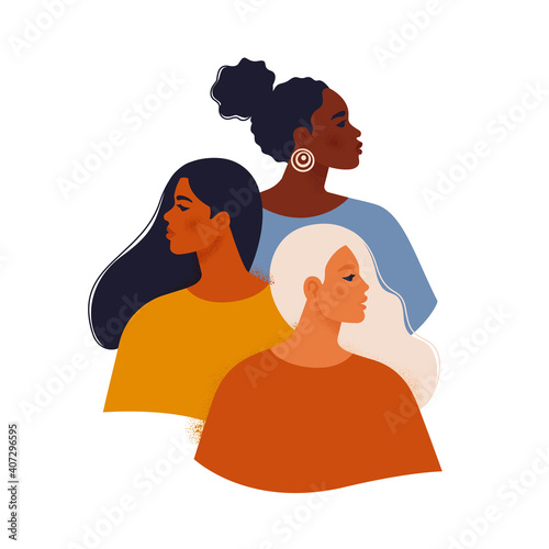 Multi ethnic beauty. Female diverse faces of different ethnicity African, Asian, Chinese, European, Latin American, Arab. Women of different nationalities and cultures.