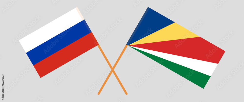 Crossed flags of Russia and Seychelles Crossed flags of Russia and Seychelles